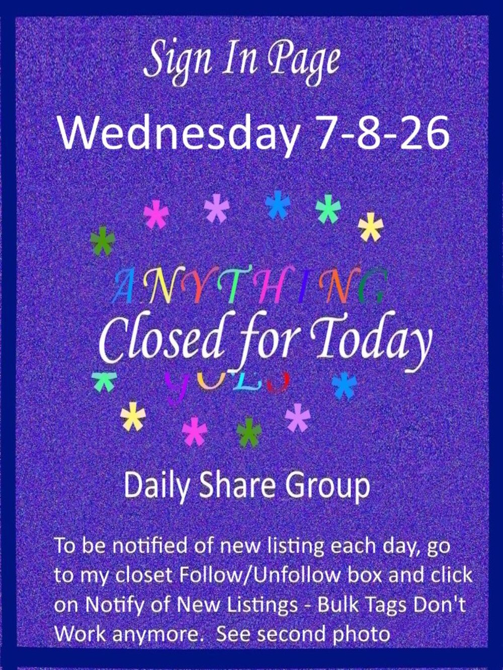 Wednesday 7-8-26 Anything Goes Share Group - Part One Sign In Page